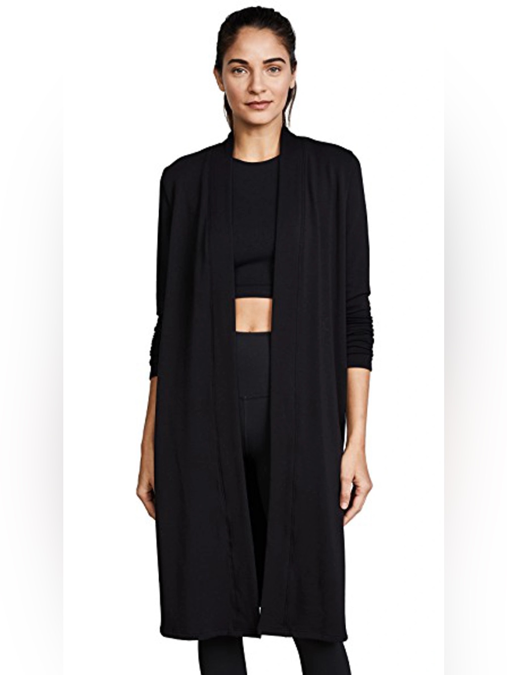 Beyond Yoga Black High Slits Long Duster Cardigan Sweater Jacket Xl Cozy Lounge